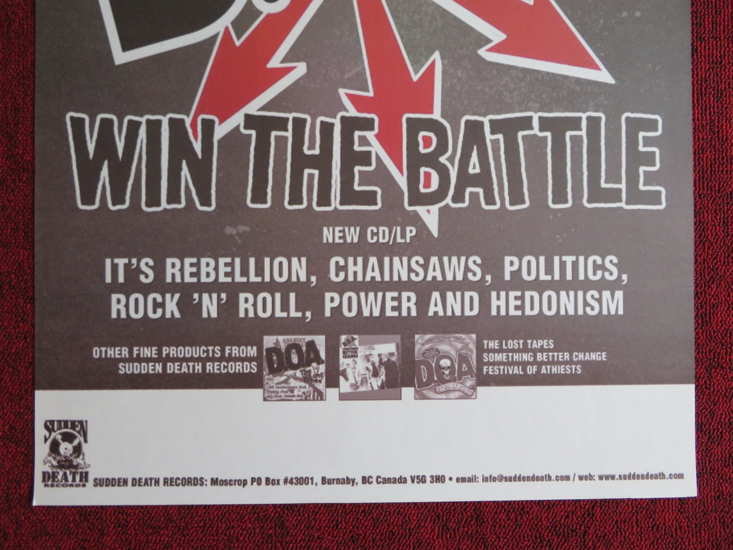 D.O.A US MUSIC PROMO POSTER ALBUM POSTER 2002 Rendezvous Cinema Movie posters