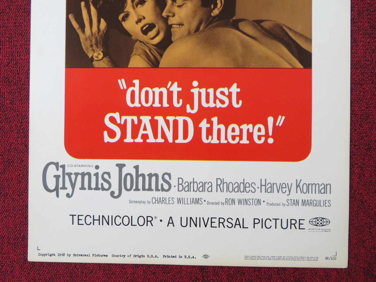 DON'T JUST STAND THERE US INSERT (14"x 36") POSTER R. WAGNER TYLER MOORE 1968 Rendezvous Cinema Movie posters