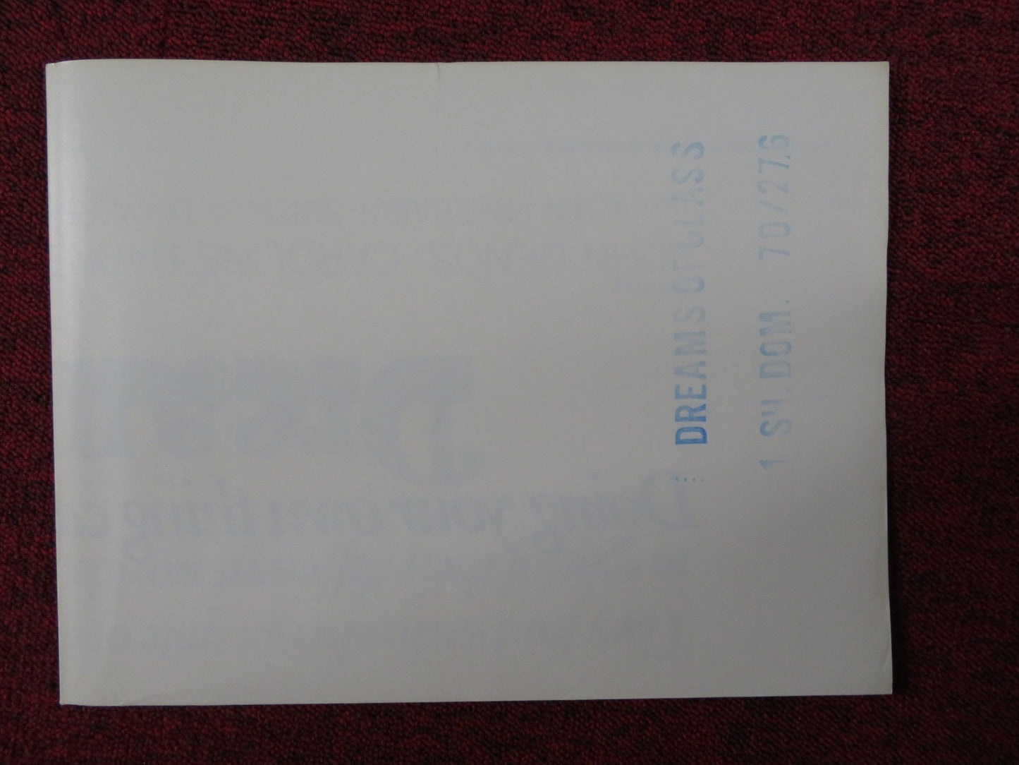 DREAMS OF GLASS FOLDED US ONE SHEET POSTER JOHN DENOS CAROLINE BARRETT 1970 Rendezvous Cinema Movie posters