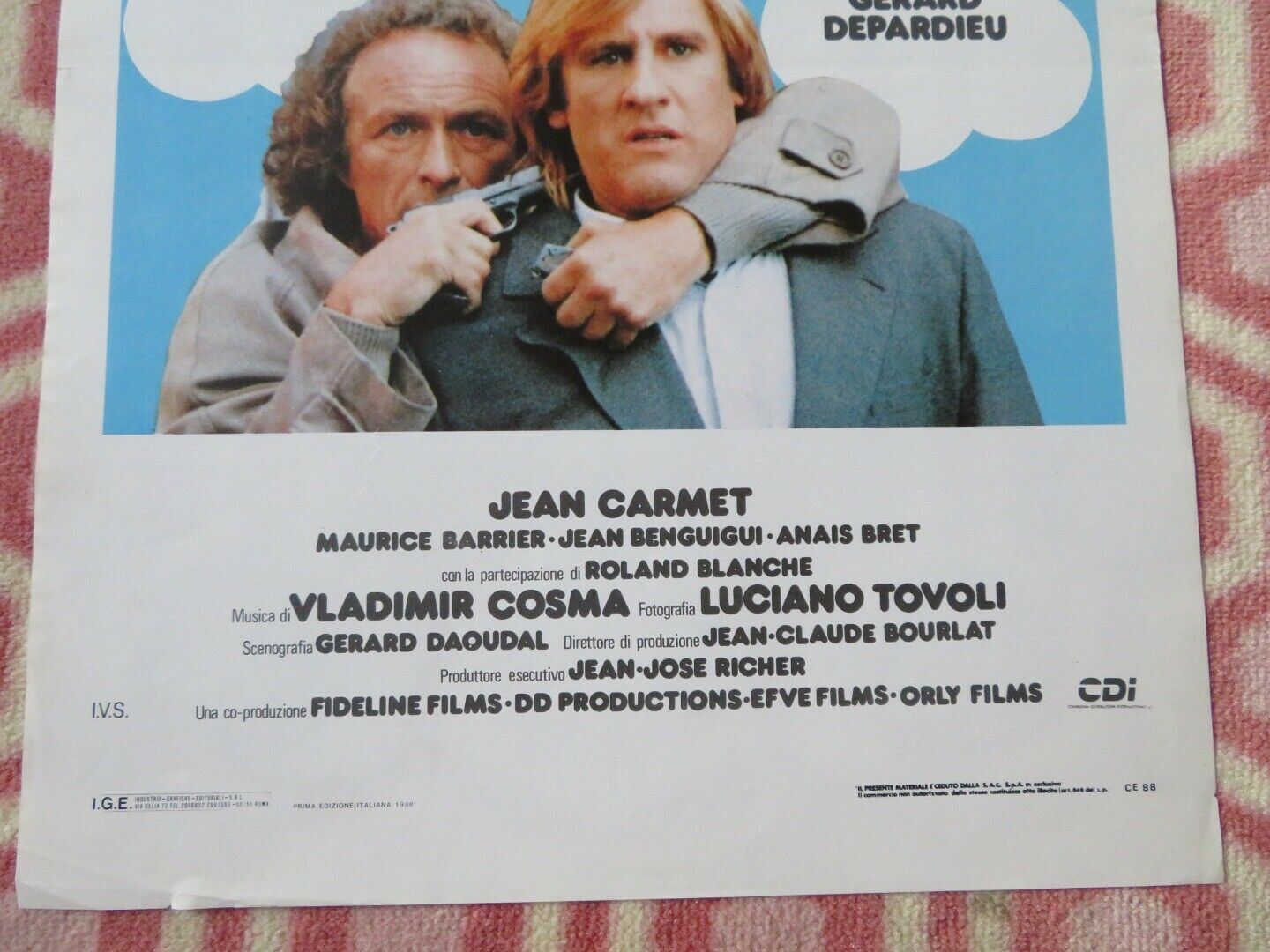 DUE FUGGI TIVI E MEZZ ITALIAN LOCANDINA (27.5"x13") POSTER PIERRE RICHARD 1988 Movie posters