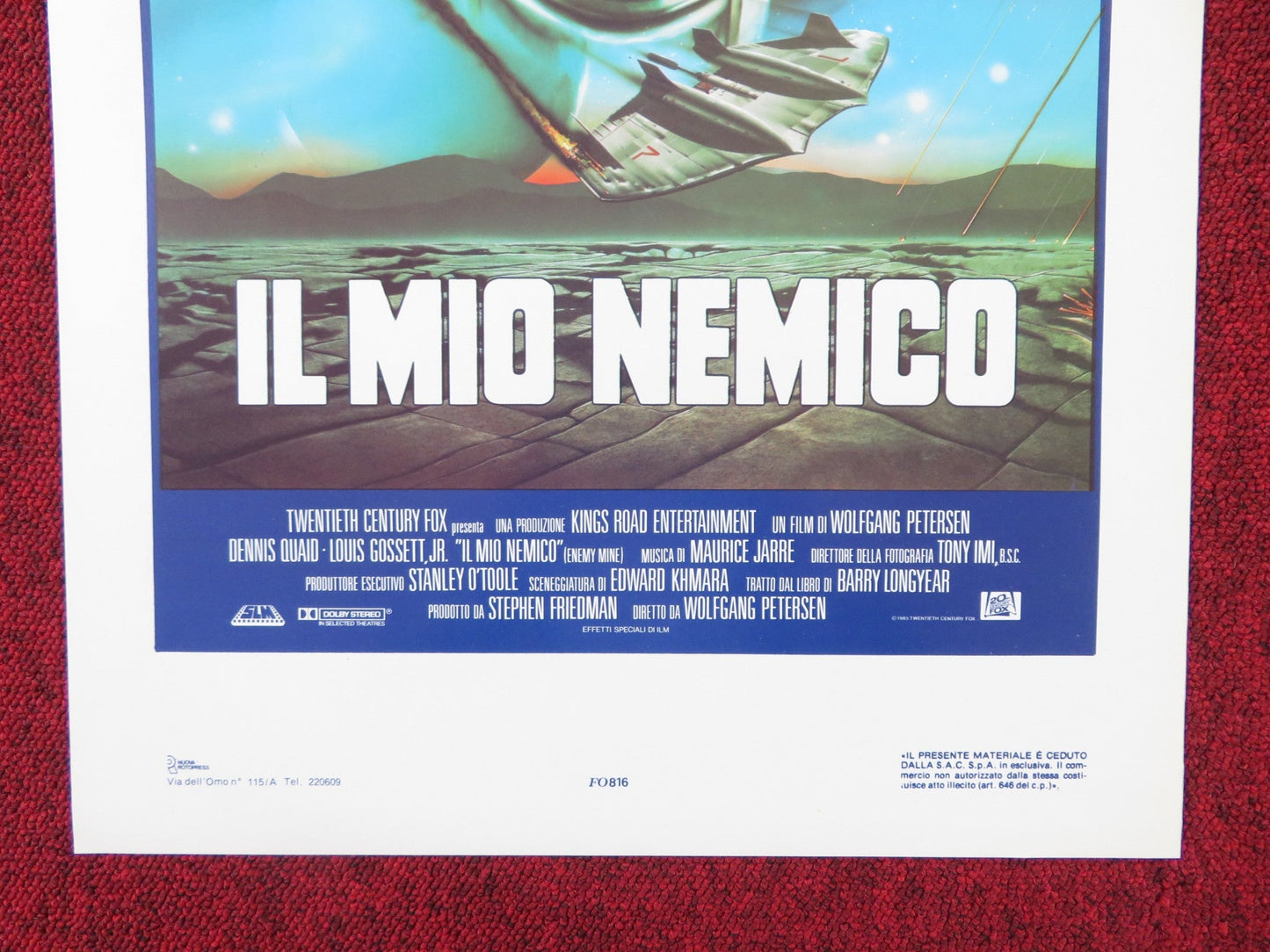 ENEMY MINE ITALIAN LOCANDINA POSTER DENNIS QUAID LOUIS GOSSETT JR. 1985 Rendezvous Cinema Movie posters