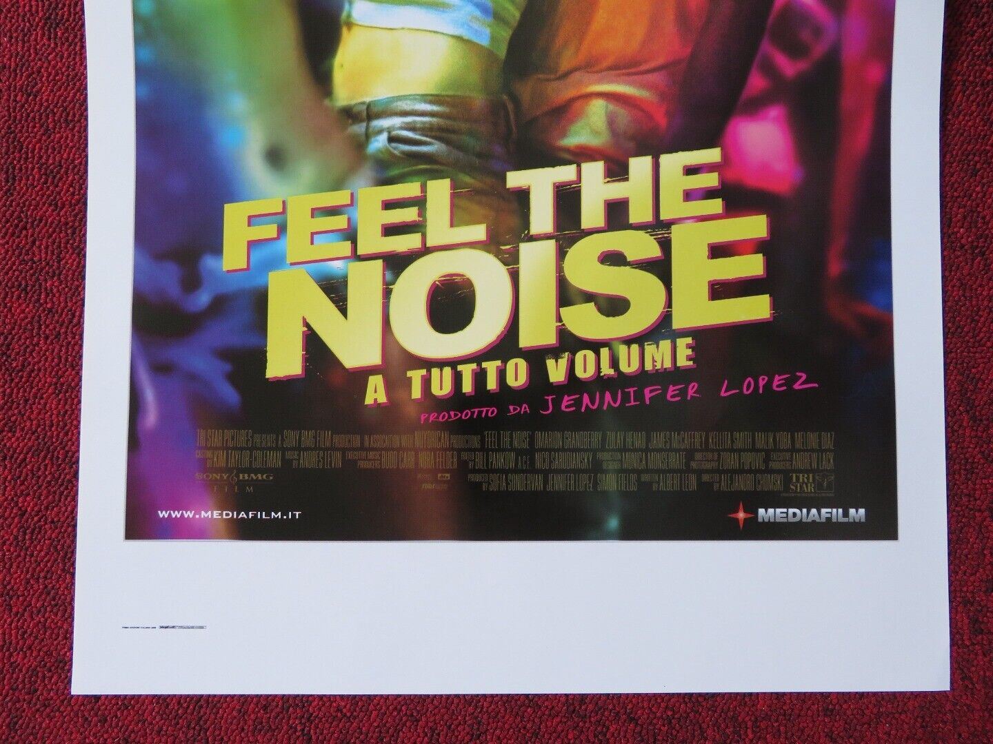 FEEL THE NOISE ITALIAN LOCANDINA (27.5"x13") POSTER JENNIFER LOPEZ 2007 Movie posters