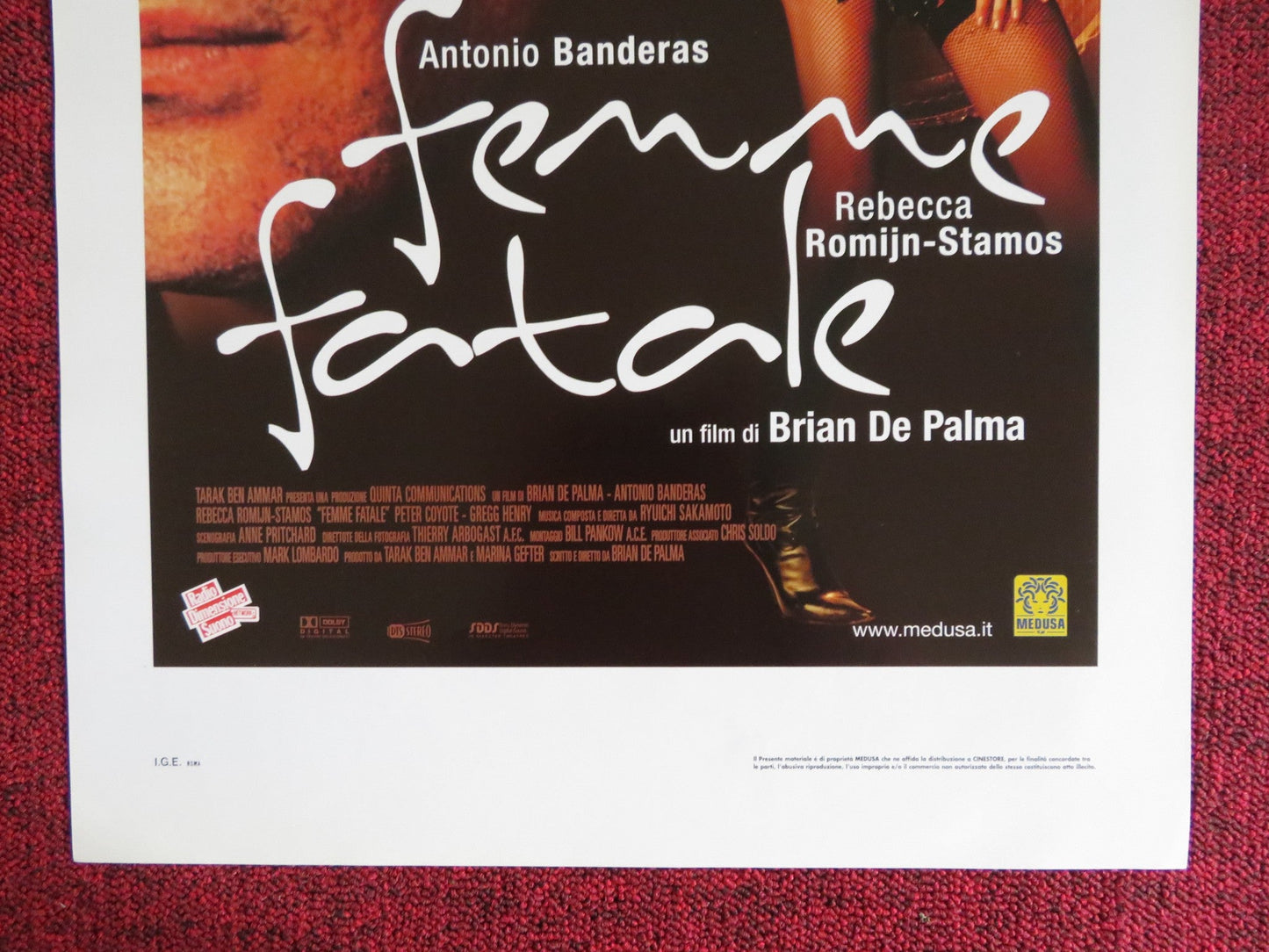 FEMME FATALE ITALIAN LOCANDINA POSTER ANTONIO BANDERAS R. ROMIJN - STAMOS 2002 Rendezvous Cinema Movie posters