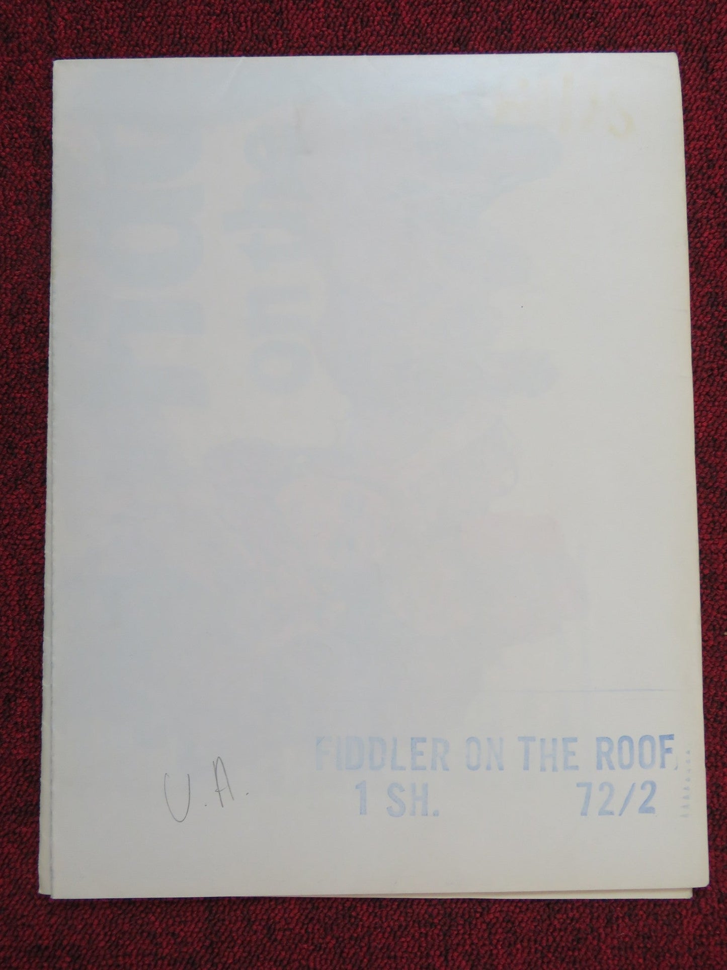 FIDDLER ON THE ROOF FOLDED US ONE SHEET POSTER TOPOL NORMA CRANE L. FREY 1971 Rendezvous Cinema Movie posters