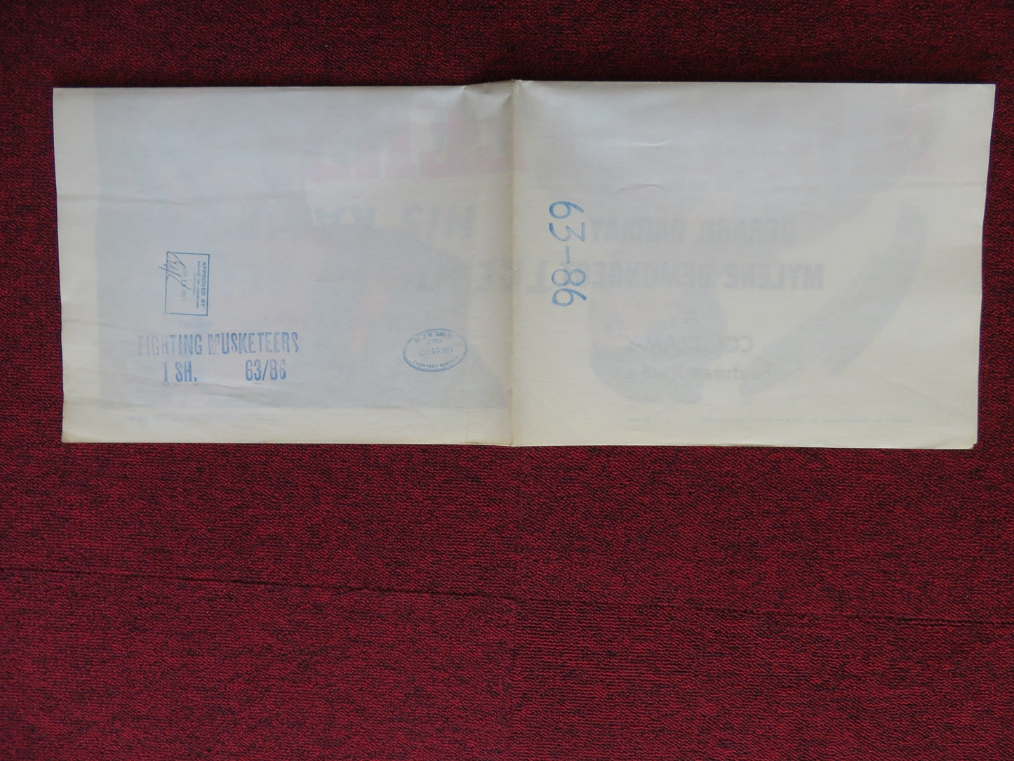 FIGHTING MUSKETEERS FOLDED US ONE SHEET POSTER GERARD BARRAY M. DEMONGEOT 1963 Rendezvous Cinema Movie posters