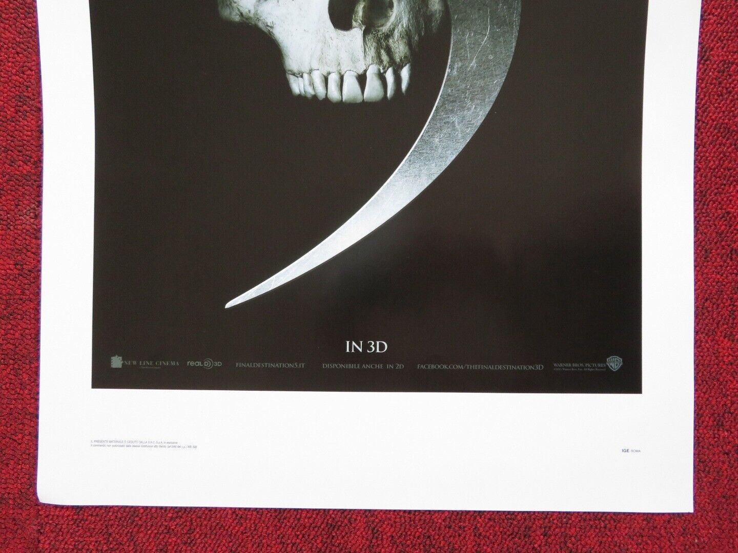 FINAL DESTINATION 5 ITALIAN LOCANDINA (27.5"x13") POSTER NICHOLAS D'AGOSTO 2011 Movie posters