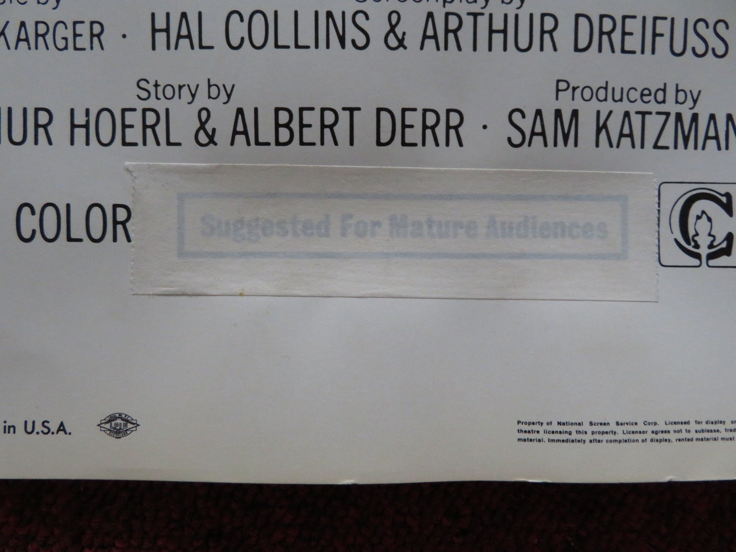 FOR SINGLES ONLY US INSERT (14"x 36") POSTER JOHN SAXON MARY ANN MOBLEY 1968 Rendezvous Cinema Movie posters