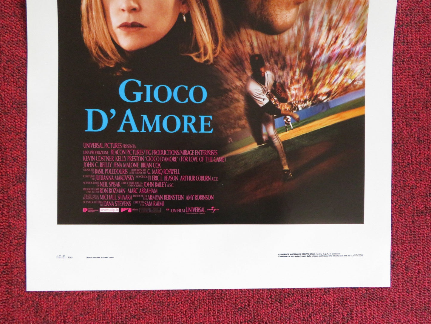 FOR THE LOVE OF THE GAME ITALIAN LOCANDINA POSTER KEVIN COSTNER K. PRESTON 2000 Rendezvous Cinema Movie posters