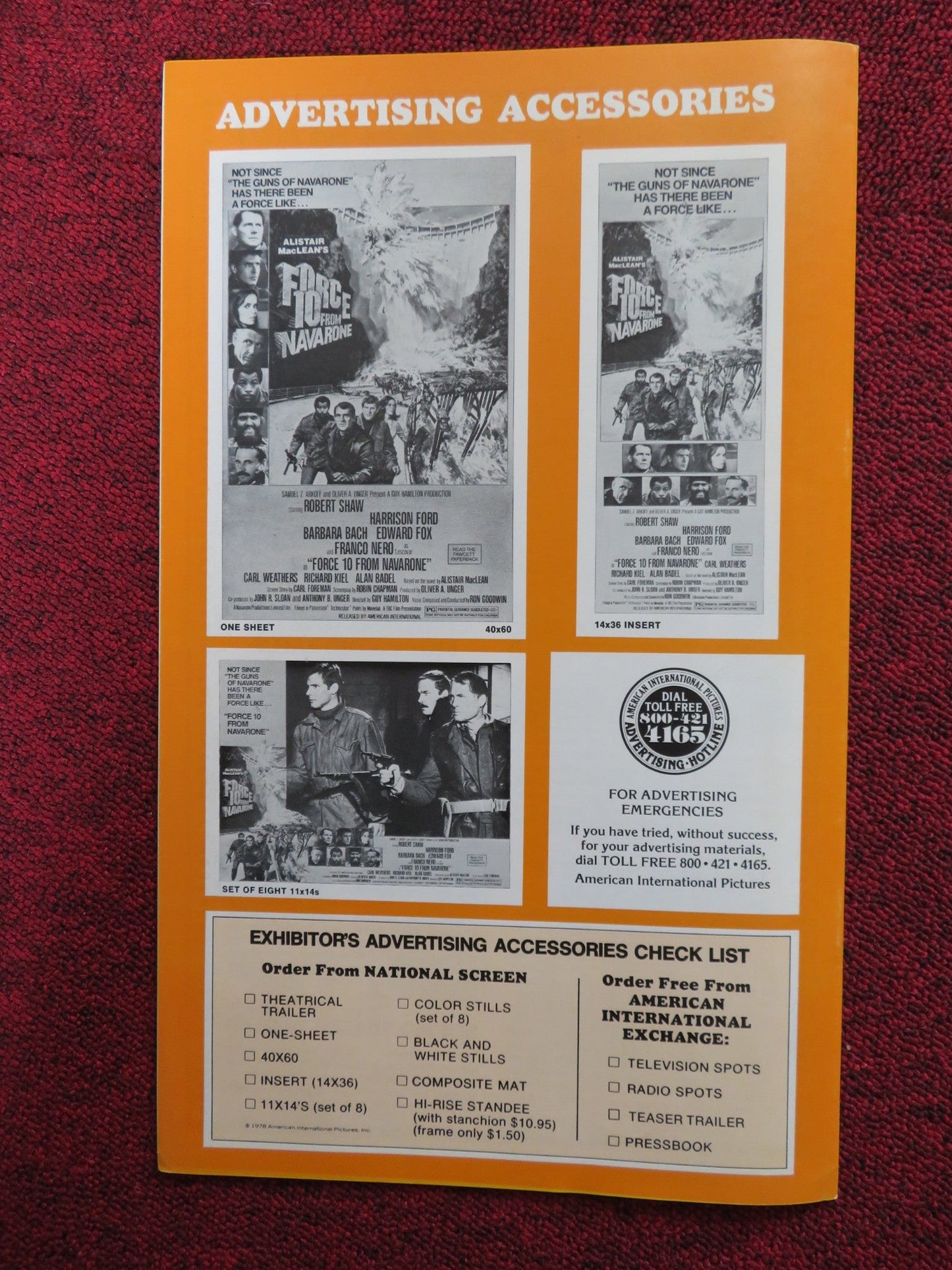 FORCE TEN FROM NAVARONE - PRESSBOOK UNCUT AMERICAN INTERNATIONAL ROBERT SHAW 1978 Rendezvous Cinema Movie posters