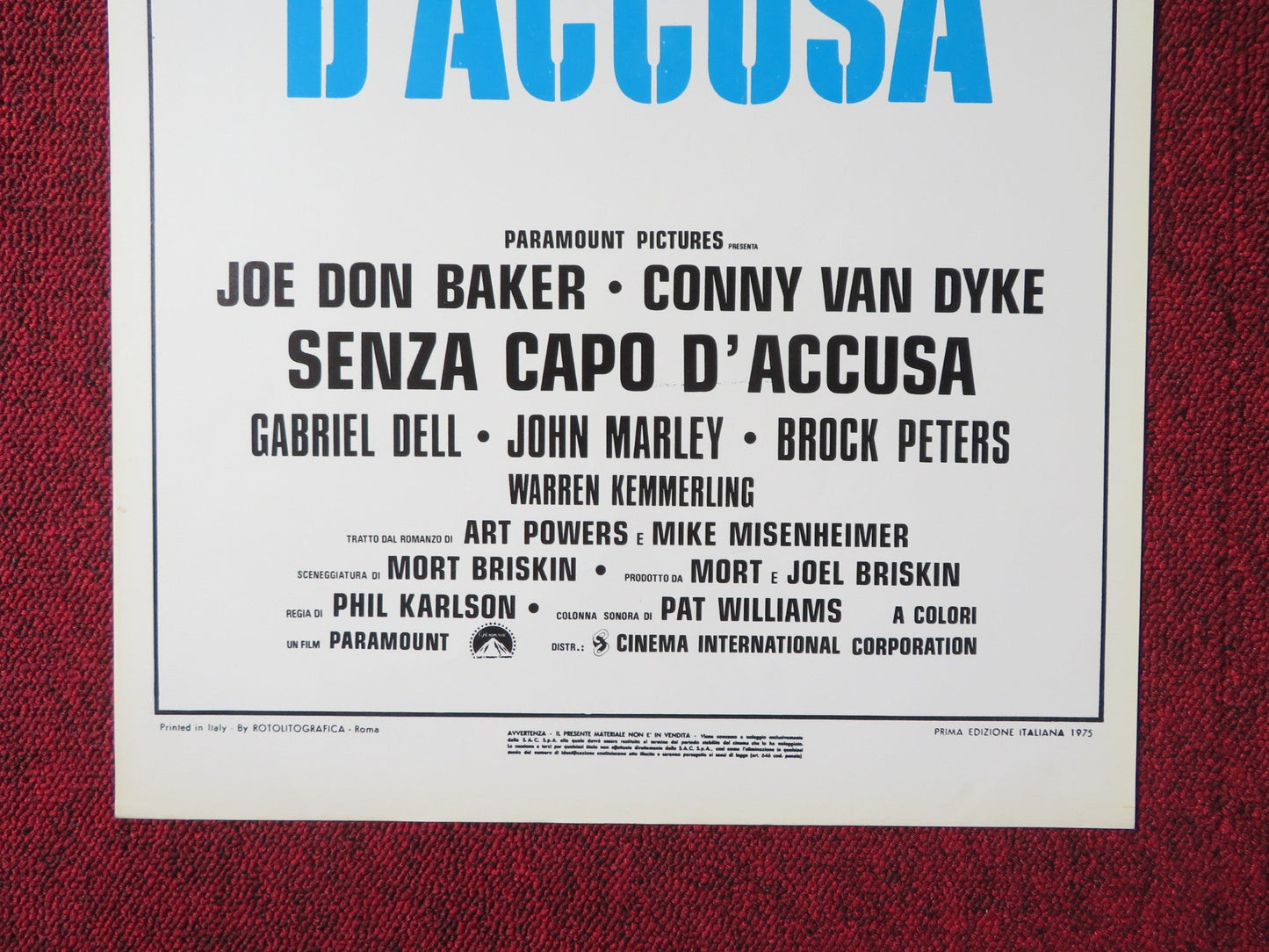 FRAMED ITALIAN LOCANDINA POSTER JOE DON BAKER CONNY VAN DYKE 1975 Rendezvous Cinema Movie posters