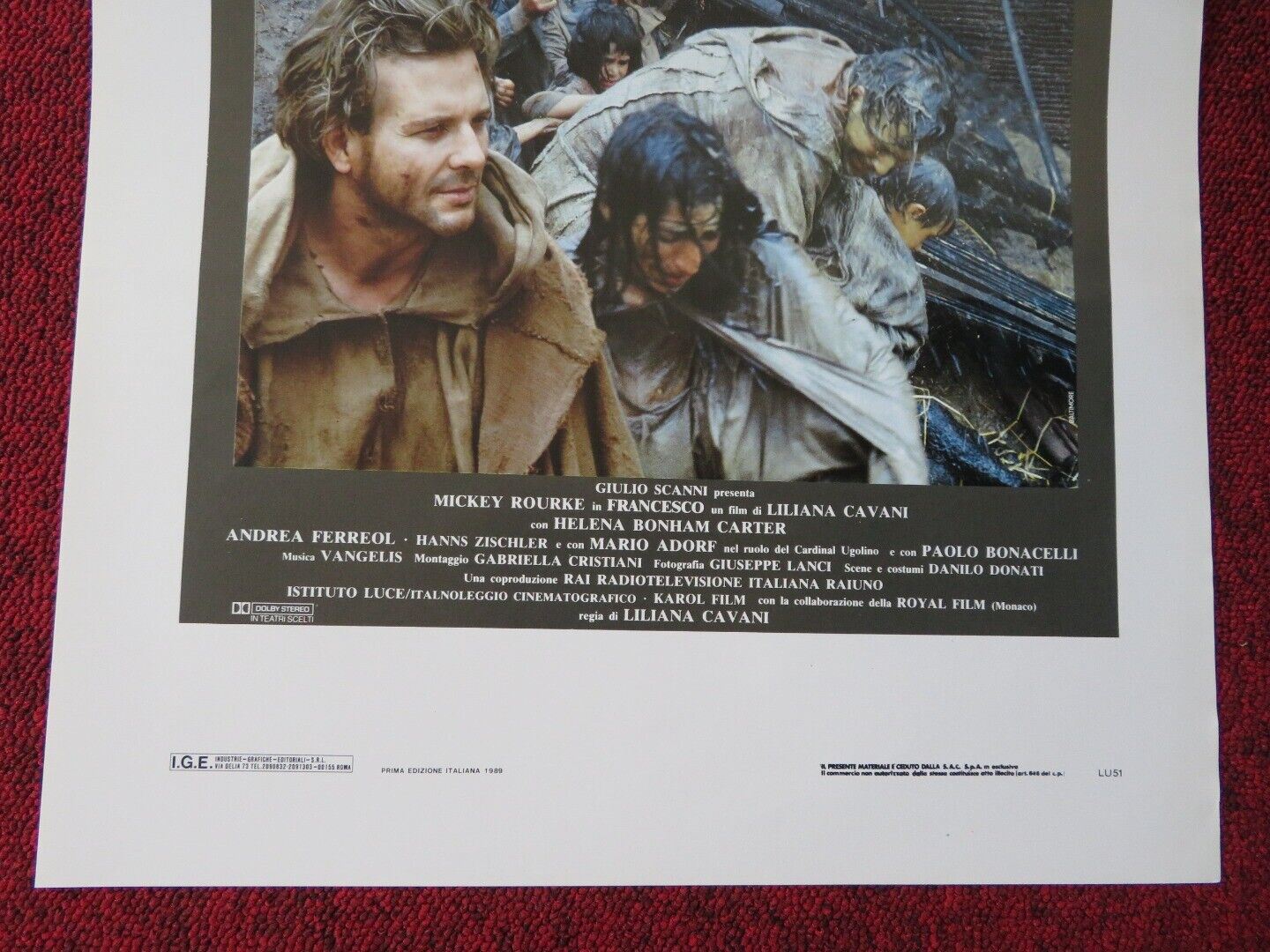 FRANCESCO ITALIAN LOCANDINA (27.5"x13") POSTER HELENA BONHAM CARTER 1989 Movie posters