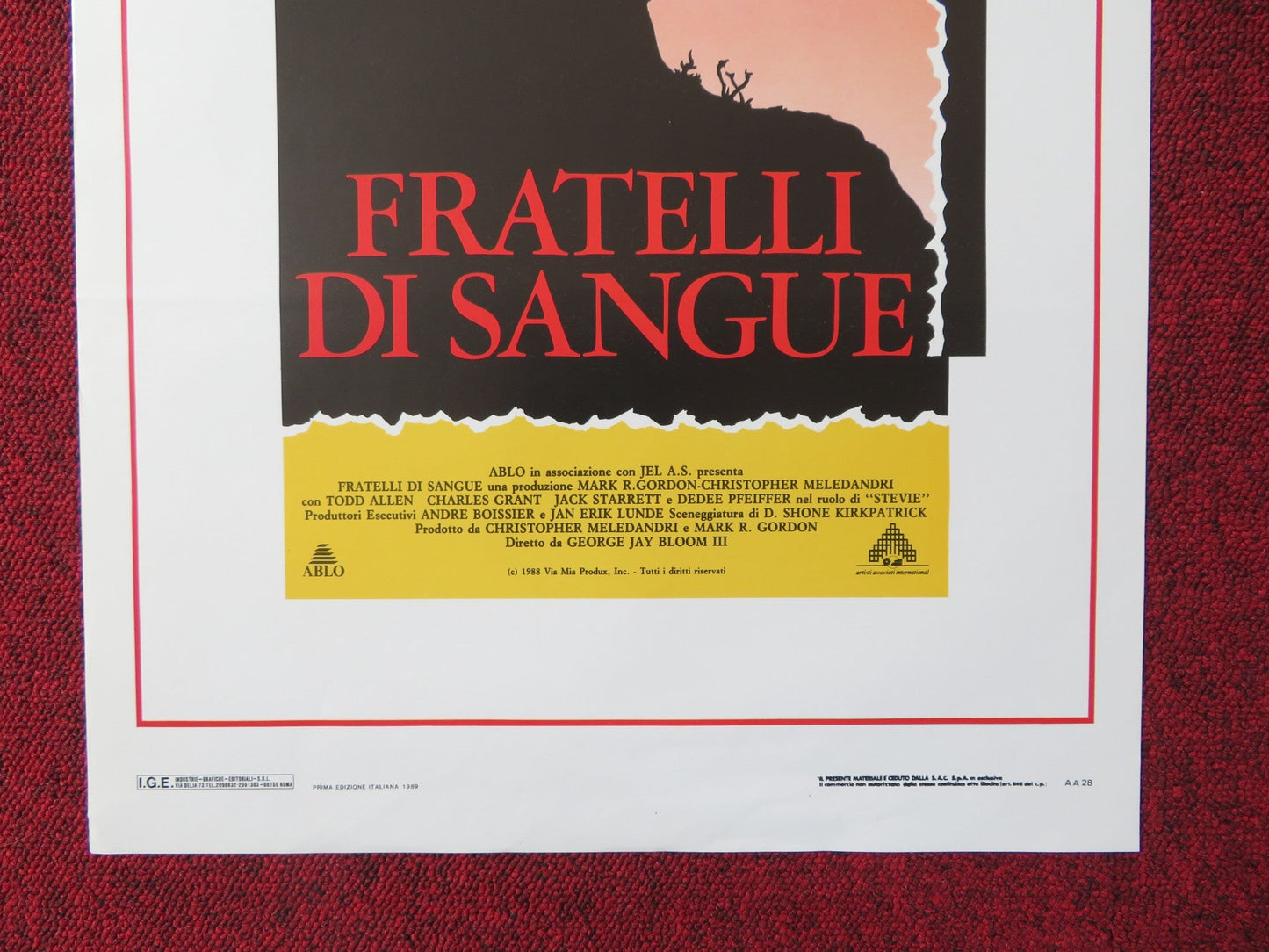 FRATELLI DI SANGUE ITALIAN LOCANDINA POSTER TODD ALLEN CHARLES GRANT 1989 Rendezvous Cinema Movie posters
