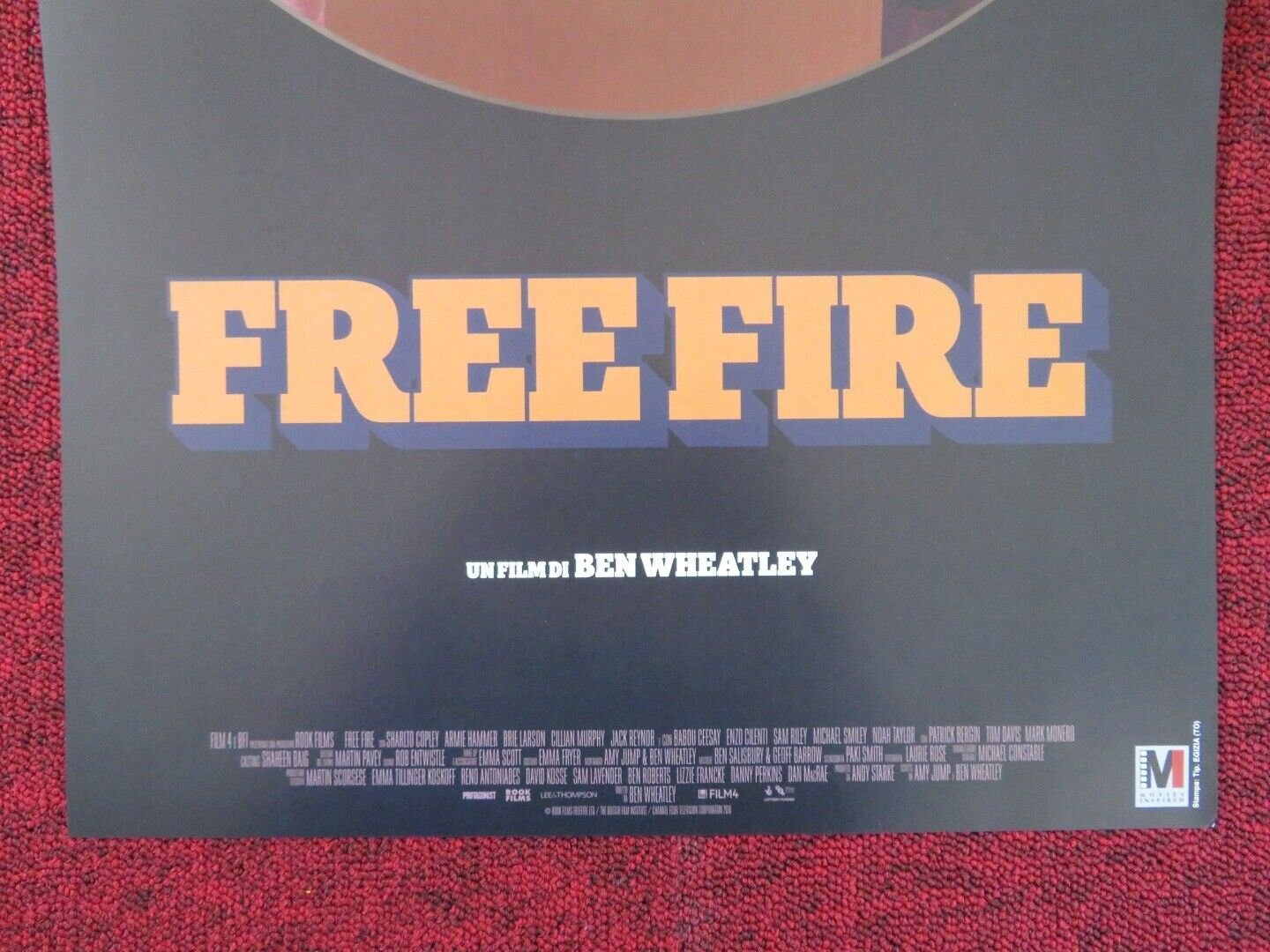 FREE FIRE ITALIAN LOCANDINA (27.5"x13") POSTER SAM RILEY ENZO CILENTI 2016 Rendezvous Cinema Movie posters