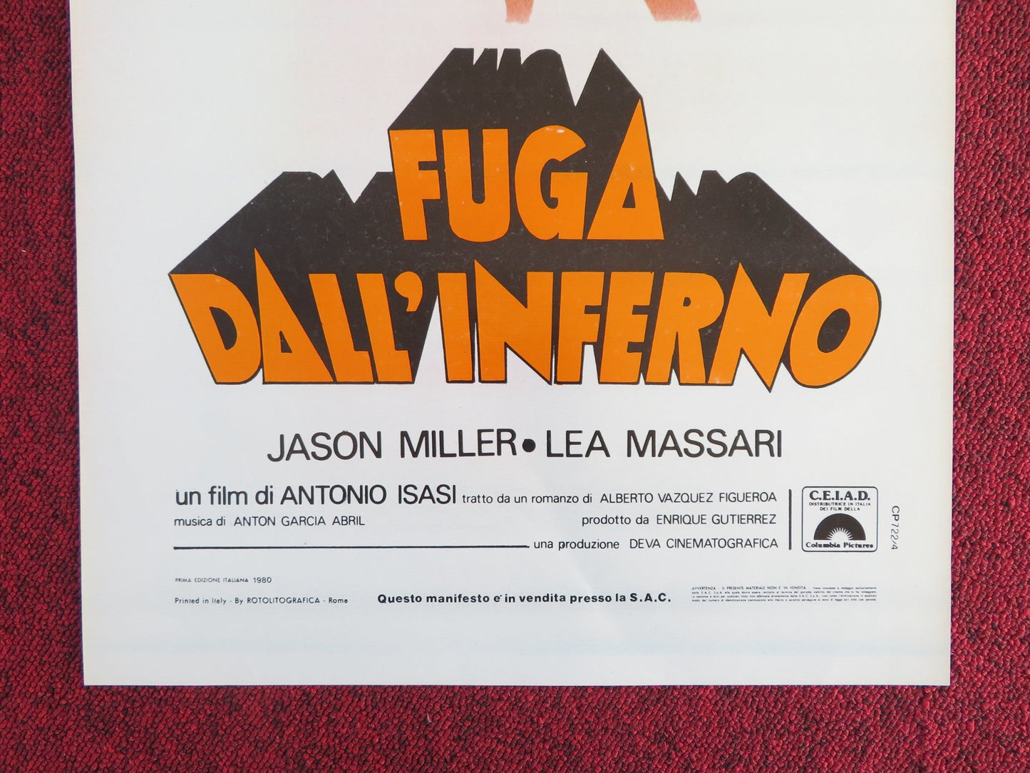 FUGA DALL'INFERNO ITALIAN LOCANDINA POSTER JASON MILLER LEA MASSARI 1980 Rendezvous Cinema Movie posters