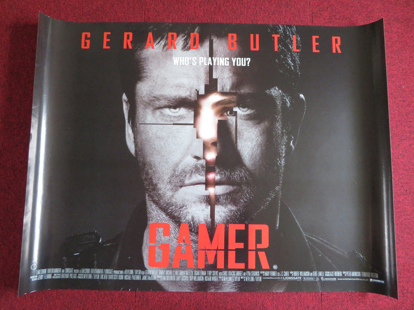 GAMER UK QUAD (30"x 40") ROLLED POSTER GERARD BUTLER 2009 Rendezvous Cinema Movie posters