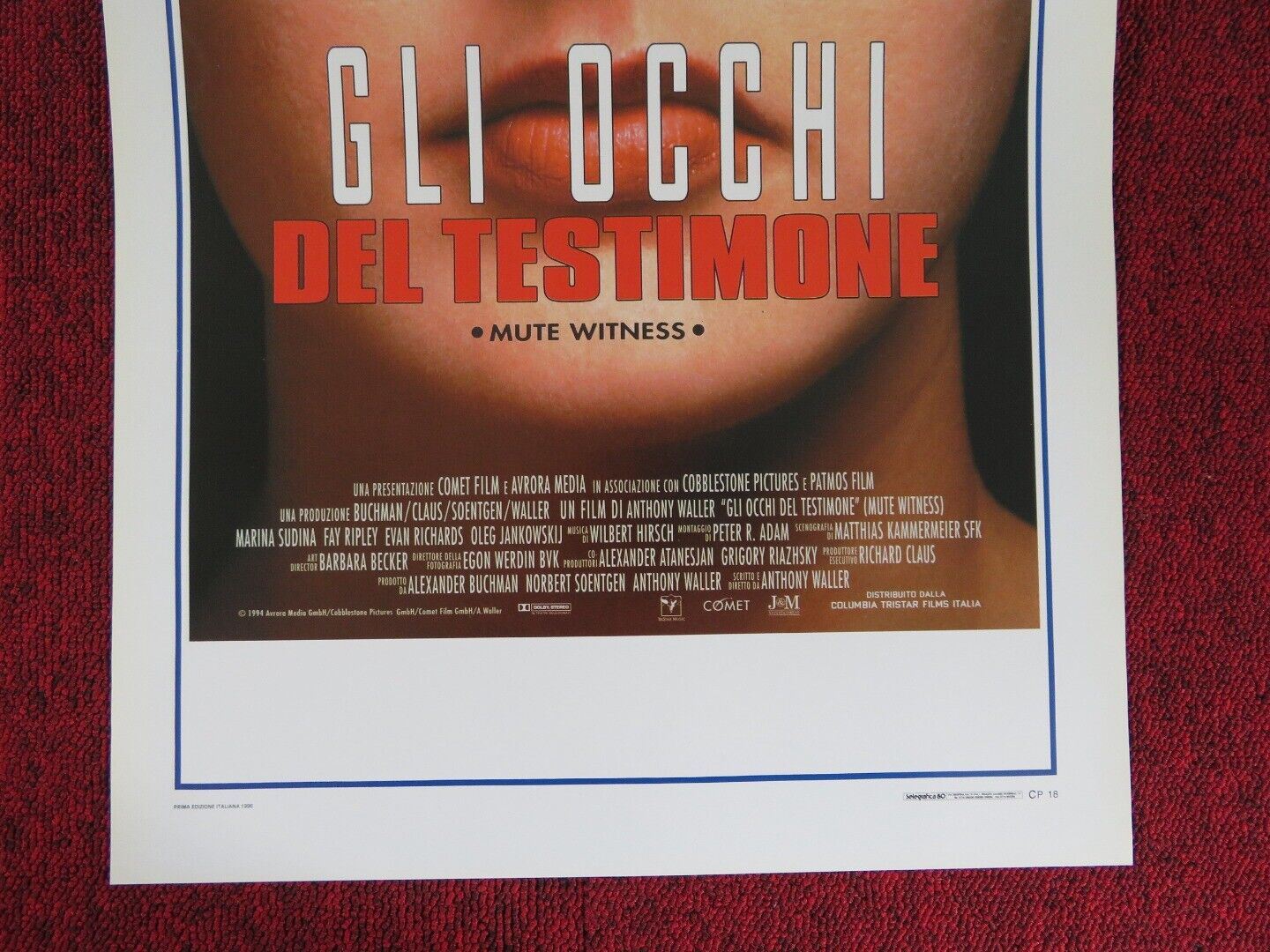 GLI OCCHI DEL TESTIMONE ITALIAN LOCANDINA (27.5"x13") POSTER EVAN RICHARDS '95 Movie posters