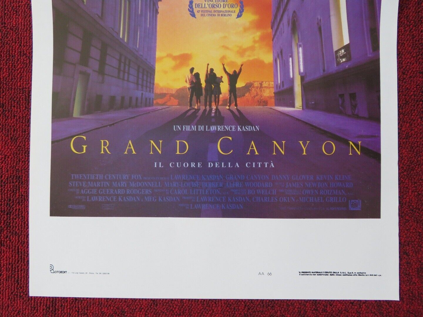 GRAND CANYON ITALIAN LOCANDINA (27.5"x13") POSTER DANNY GLOVER KEVIN KLINE 1991 Movie posters