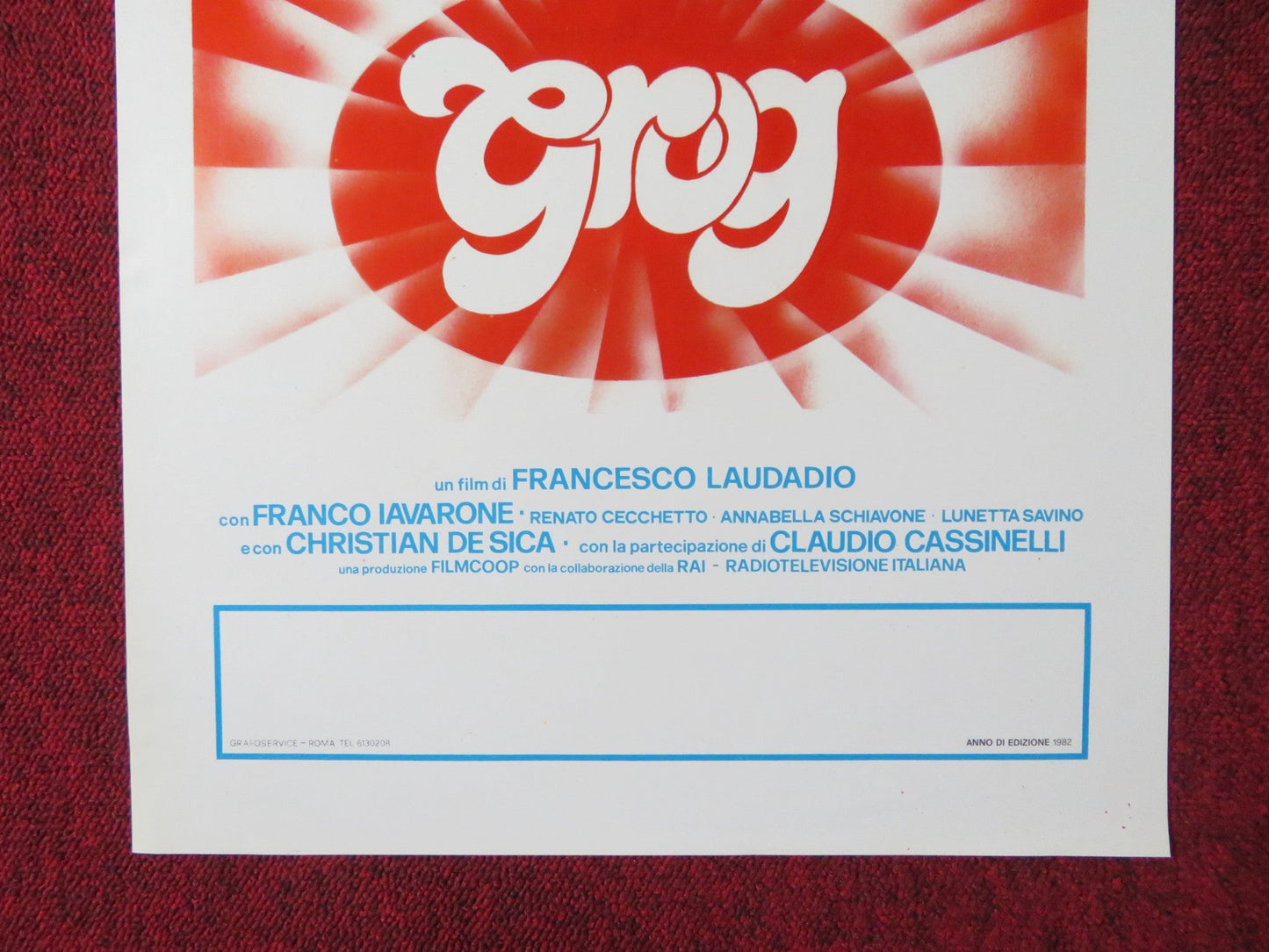 GROG ITALIAN LOCANDINA POSTER FRANCO NERO GABRIELE FERZETTI 1982 Rendezvous Cinema Movie posters