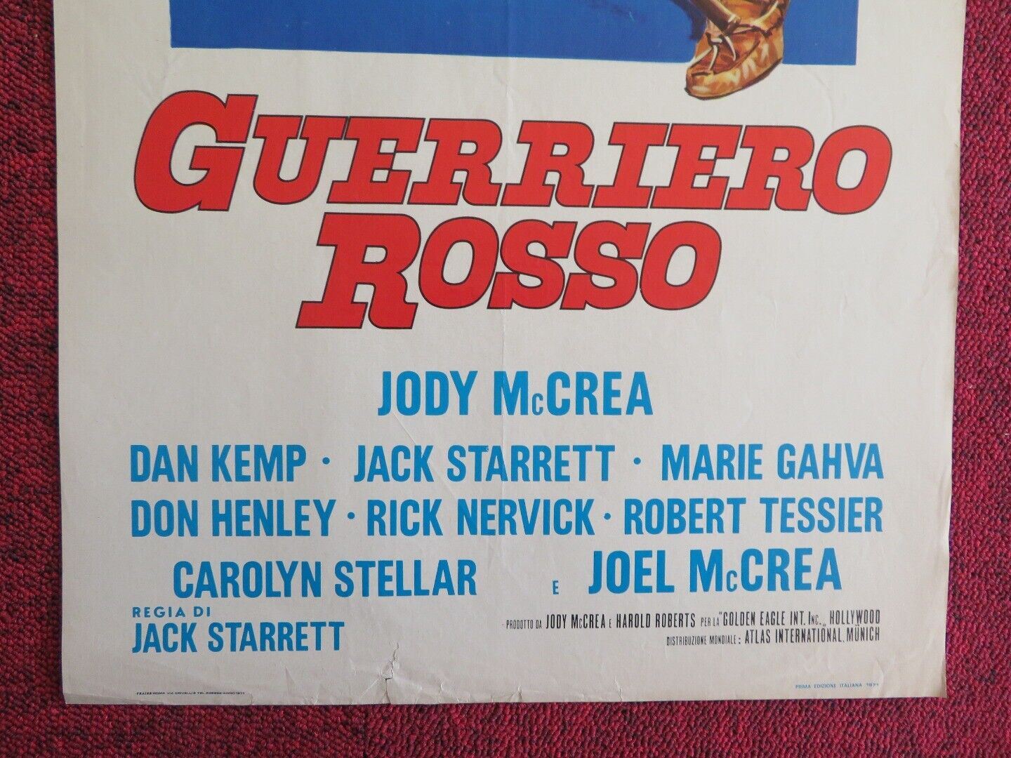 GUERRIERO ROSSO / Cry Blood, Apache ITALIAN LOCANDINA (27.5"x13") POSTER 1971 Movie posters