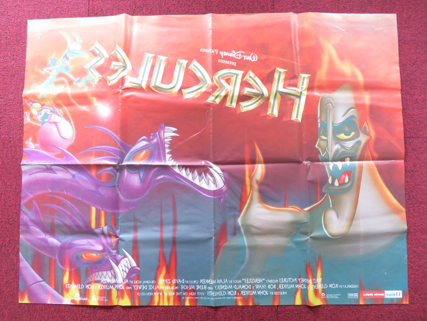 HERCULES UK QUAD POSTER FOLDED DISNEY TATE DONOVAN DANNY DE VITO 1997 Rendezvous Cinema Movie posters