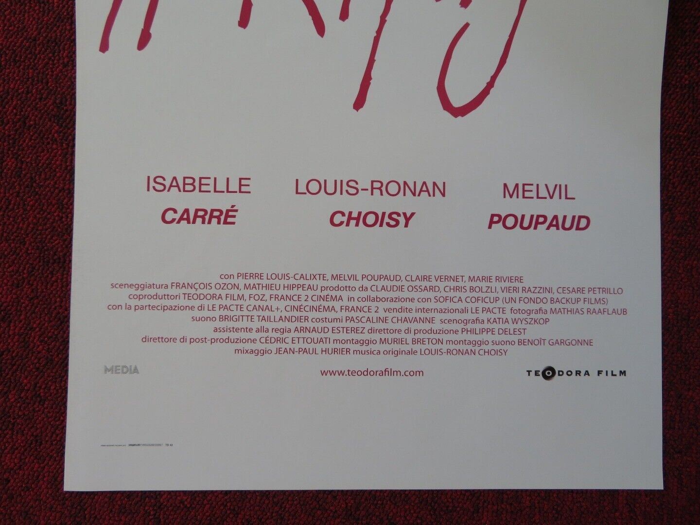 HIDEAWAY ITALIAN LOCANDINA (26.5"x12.5") POSTER ISABELLE CARRE FRANCOIS OZON '09 Movie posters