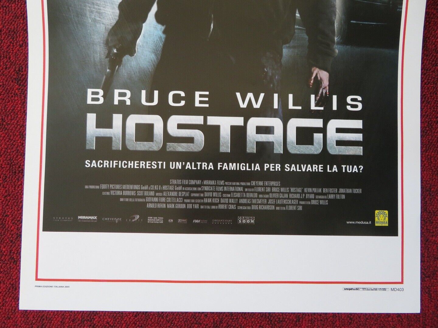 HOSTAGE ITALIAN LOCANDINA (27.5"x13") POSTER BRUCE WILLIS BEN FOSTER 2005 Movie posters
