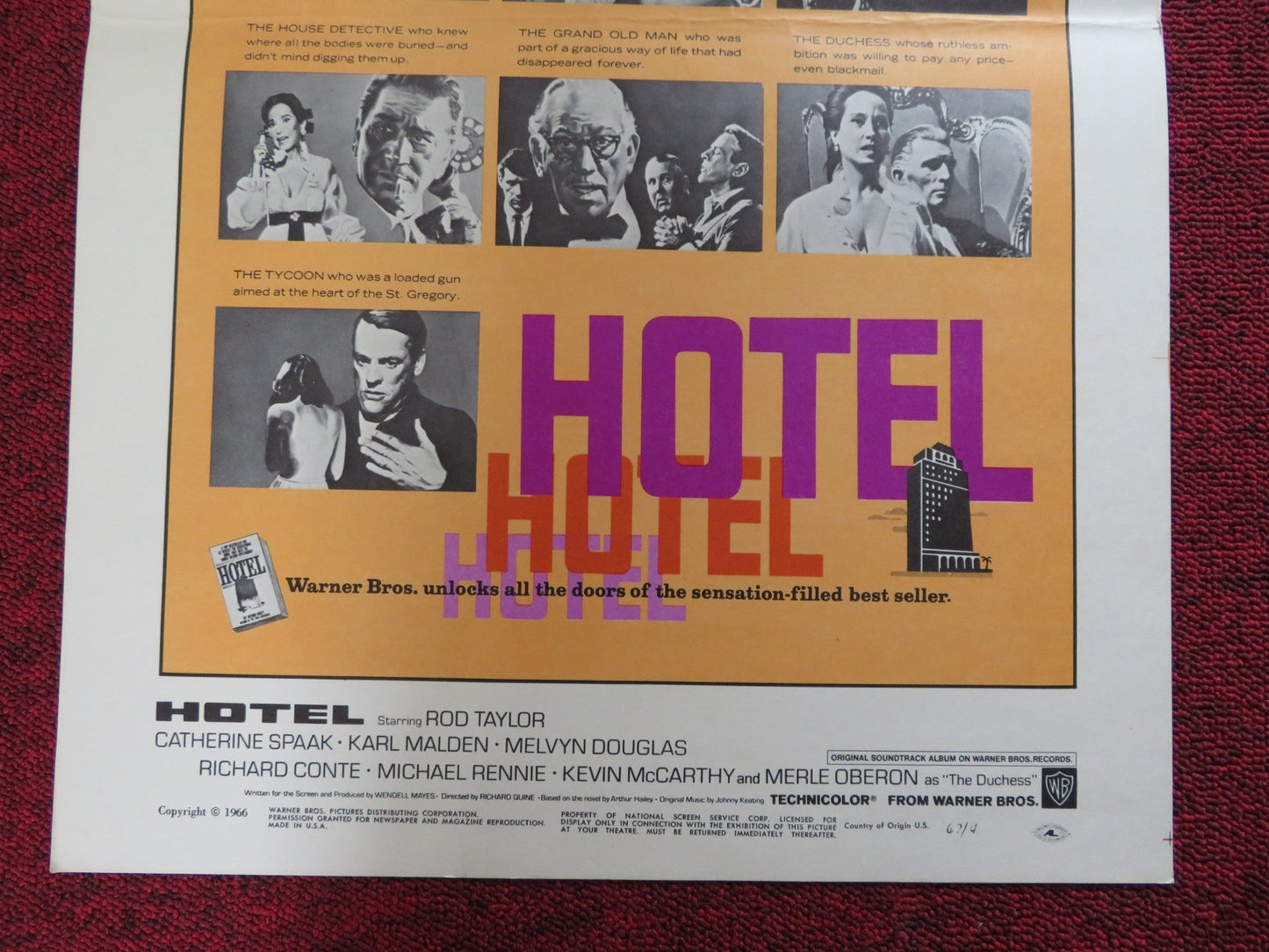 HOTEL WINDOW CARD (14"x 22") POSTER ROD TAYLOR CATHERINE SPAAK 1966 Rendezvous Cinema Movie posters
