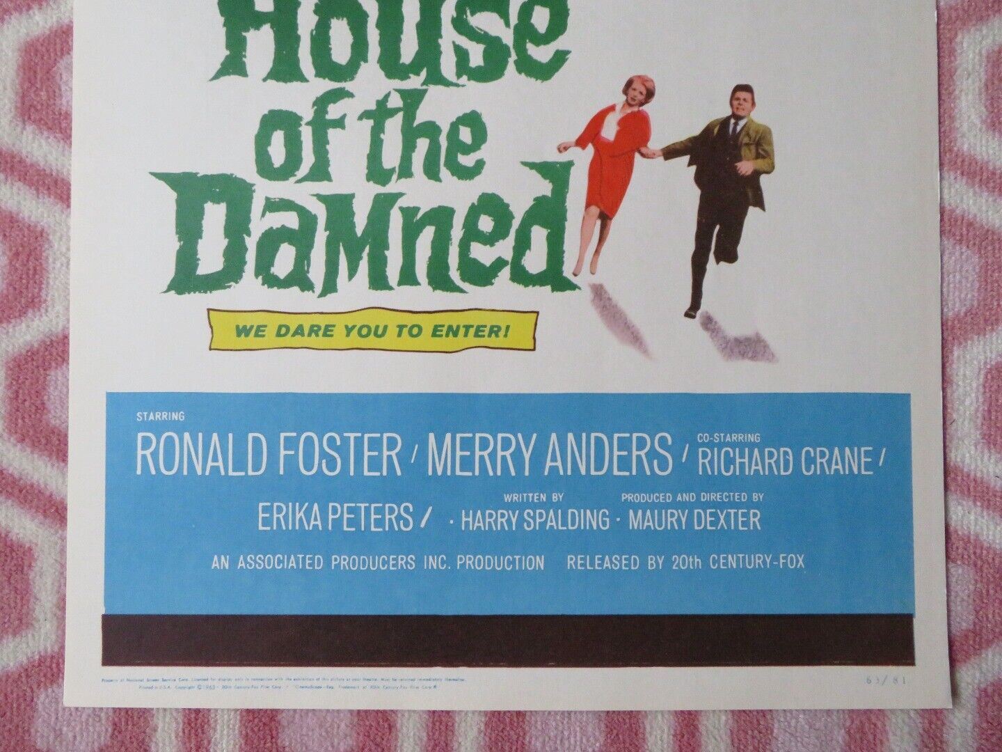 HOUSE OF THE DAMNED US INSERT (14"x 36") POSTER RONALD FOSTER MERRY ANDERS 1963 Movie posters