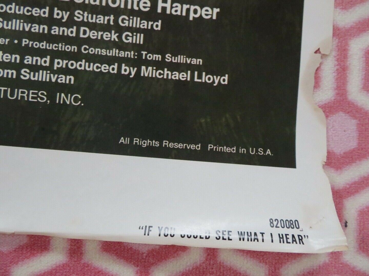 IF YOU COULD SEE WHAT I HEAR US ONE SHEET ) POSTER MARC SINGER 1982 Movie posters