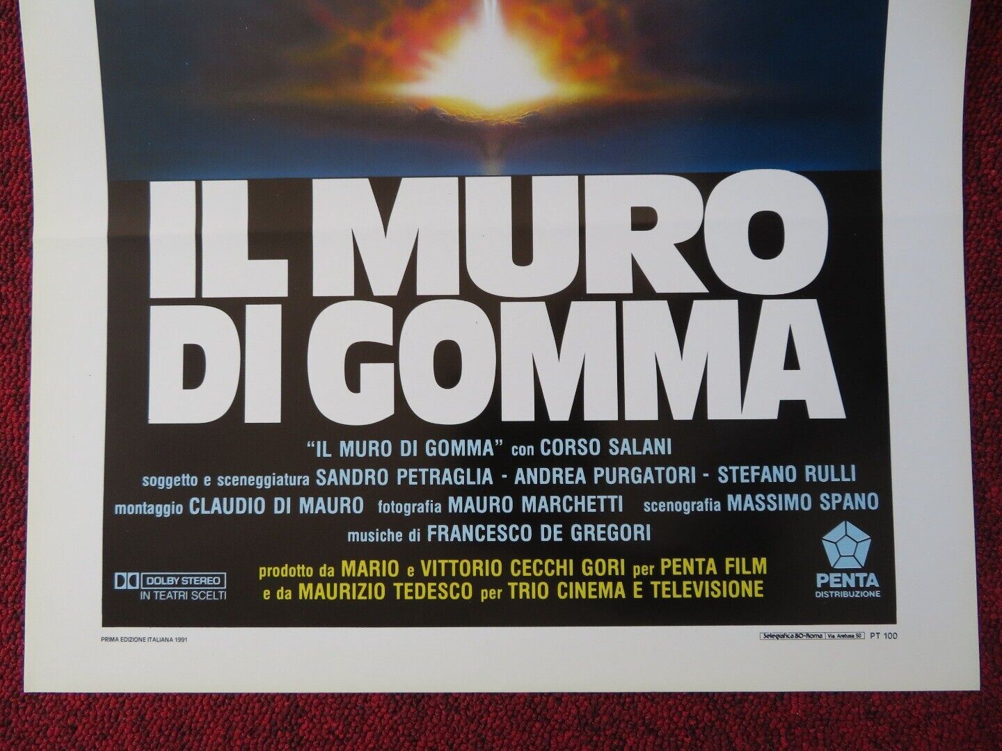 IL MURO DI GOMMA ITALIAN LOCANDINA (27.5"x13") POSTER CORSO SALANI 1991 Movie posters
