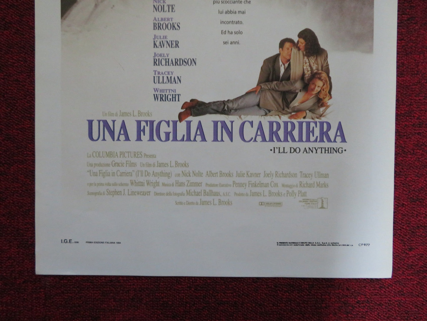 I'LL DO ANYTHING ITALIAN LOCANDINA POSTER NICK NOLTE TRACEY ULLMAN 1994 Rendezvous Cinema Movie posters