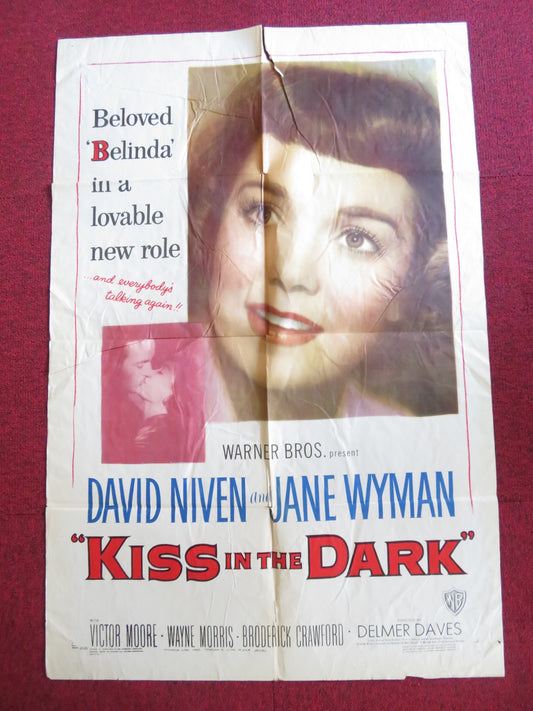 A KISS IN THE DARK FOLDED US ONE SHEET POSTER DAVID NIVEN JANE WYMAN 1949