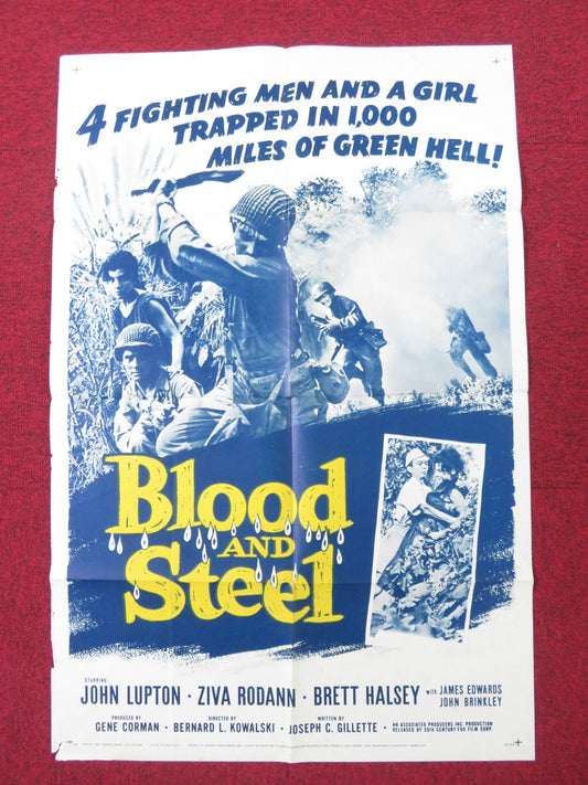 BLOOD AND STEEL FOLDED US ONE SHEET POSTER JOHN LUPTON ZIVA RODANN 1959