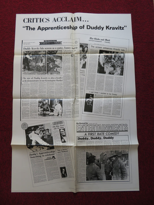 THE APPRENTICESHIP OF DUDDY KRAVITZ FOLDED US ONE SHEET POSTER R. DREYFUSS 1974