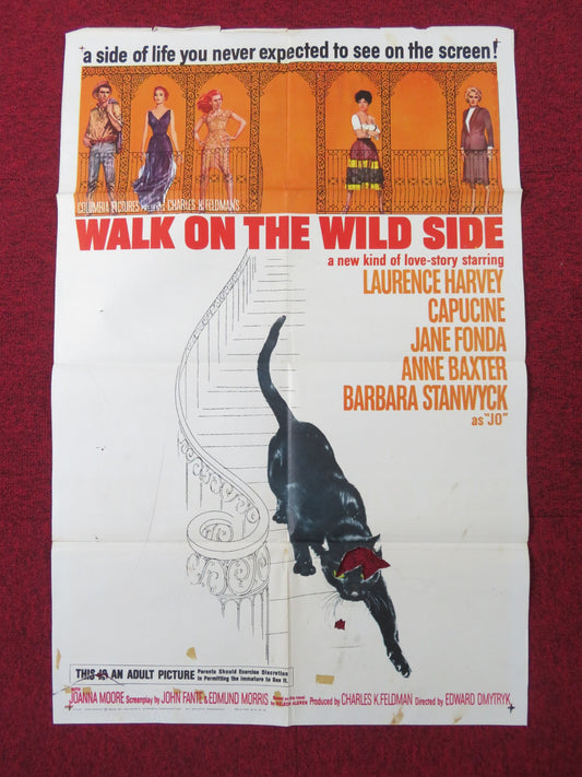 WALK ON THE WILD SIDE FOLDED US ONE SHEET POSTER LAURENCE HARVEY CAPUCINE 1962