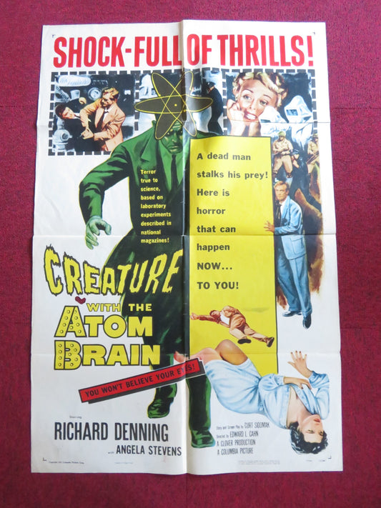 CREATURE WITH THE ATOM BRAIN FOLDED US ONE SHEET POSTER RICHARD DENNING 1955