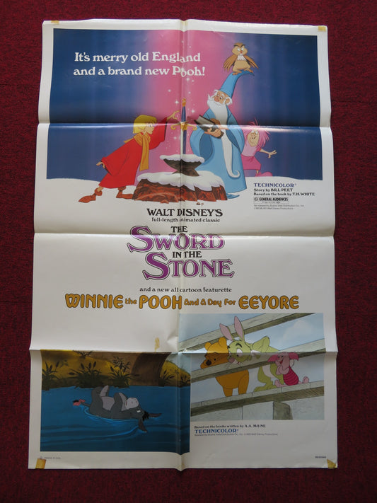 THE SWORD IN THE STONE / WINNIE THE POOH COMBO FOLDED US ONE SHEET POSTER 1983