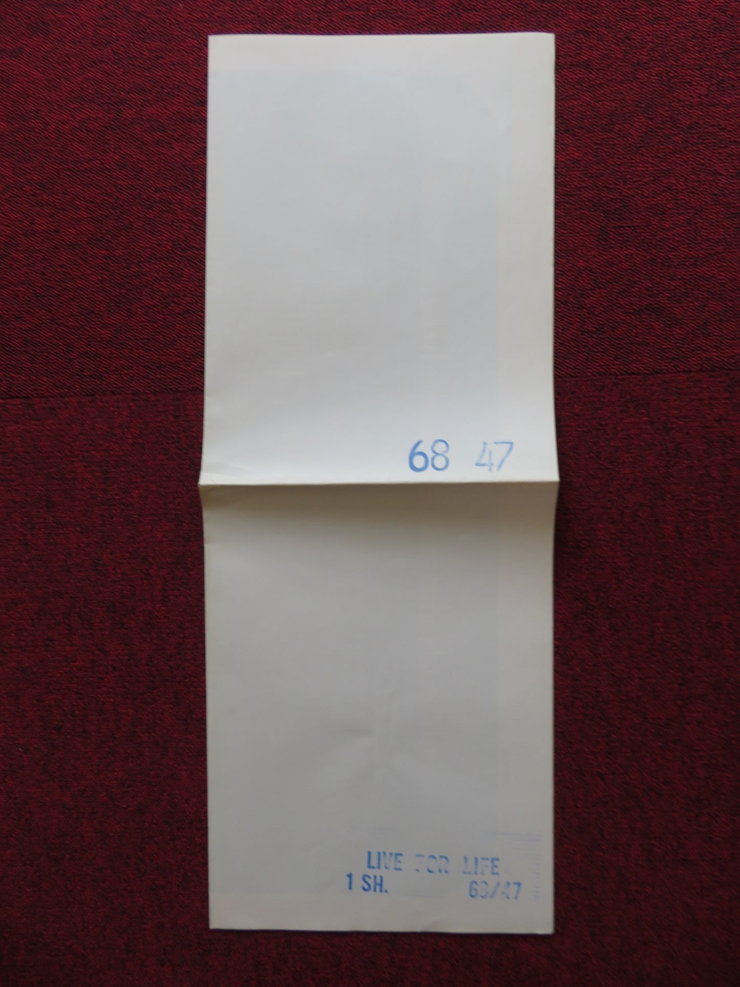 LIVE FOR LIFE FOLDED US ONE SHEET POSTER YVES MONTAND CANDICE BERGEN 1968 - Rendezvous Cinema