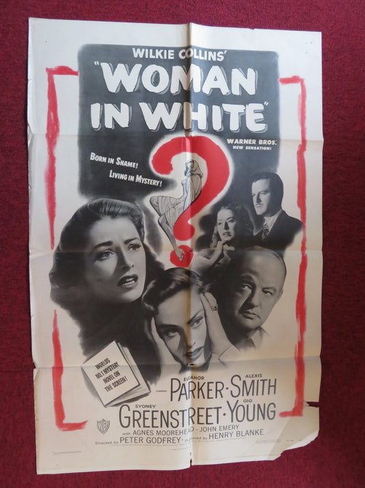 THE WOMAN IN WHITE FOLDED US ONE SHEET POSTER ELEANOR PARKER ALEXIS SMITH 1948