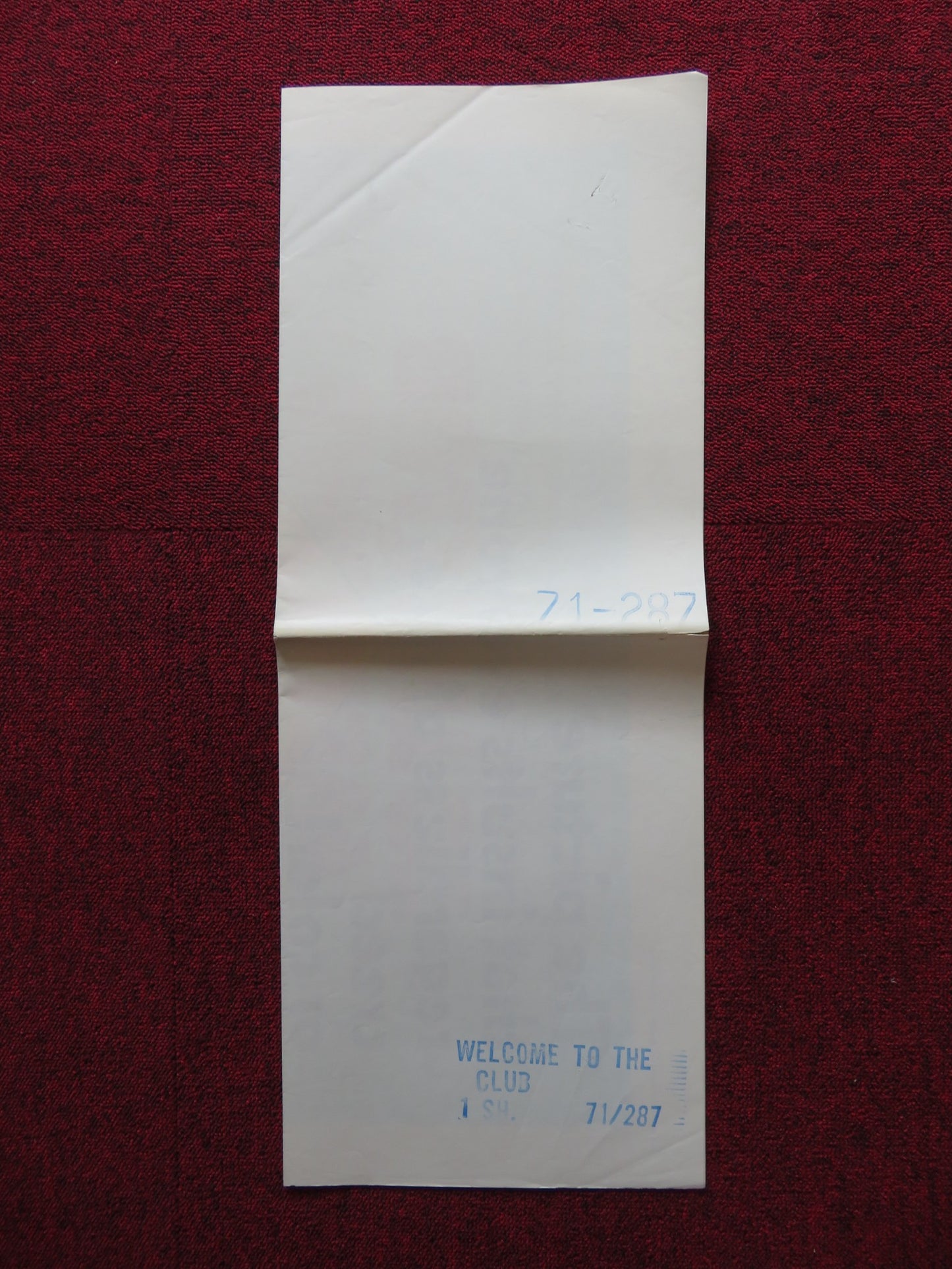 WELCOME TO THE CLUB FOLDED US ONE SHEET POSTER BRIAN FOLEY JACK WARDEN 1971 - Rendezvous Cinema