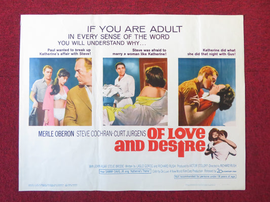 OF LOVE AND DESIRE US HALF SHEET (22"x 28") POSTER MERLE OBERSON S. COCHRAN 1963