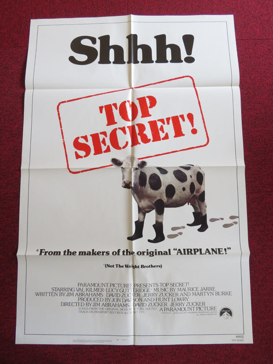 TOP SECRET! FOLDED US ONE SHEET POSTER VAL KILMER OMAR SHARIF 1984