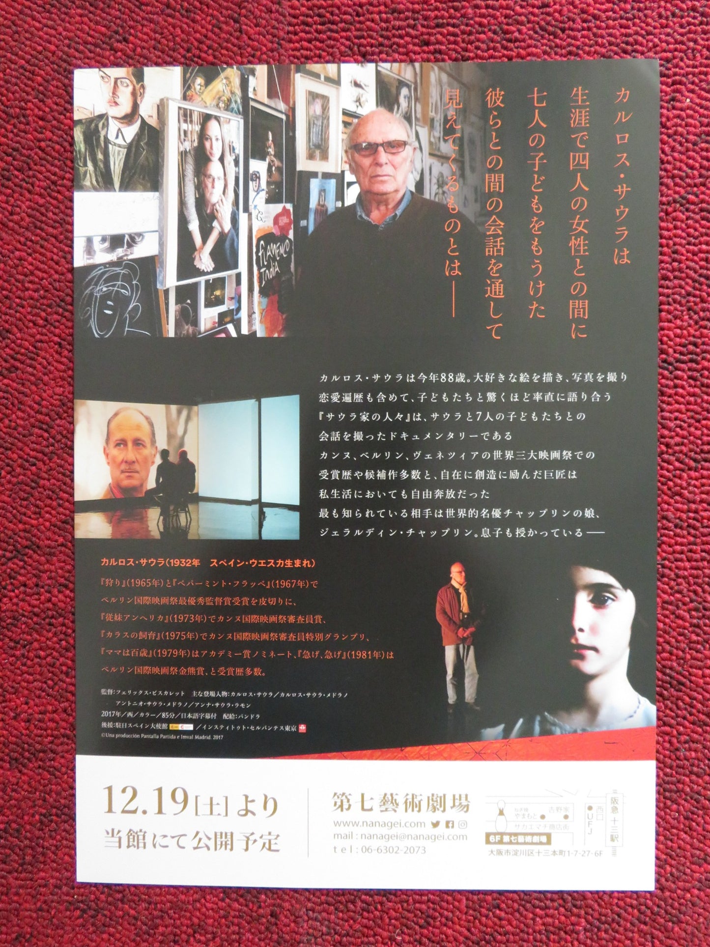 SAURA(S) JAPANESE CHIRASHI (B5) POSTER CARLOS SAURA MEDRANO ANTONIO SAURA 2017 - Rendezvous Cinema