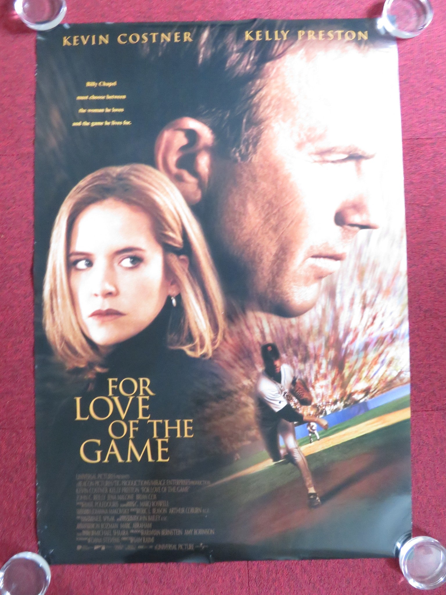 FOR LOVE OF THE GAME MOVIE POSTER 2 Sided RARE ORIGINAL INTL 27x40 KEVIN  COSTNER