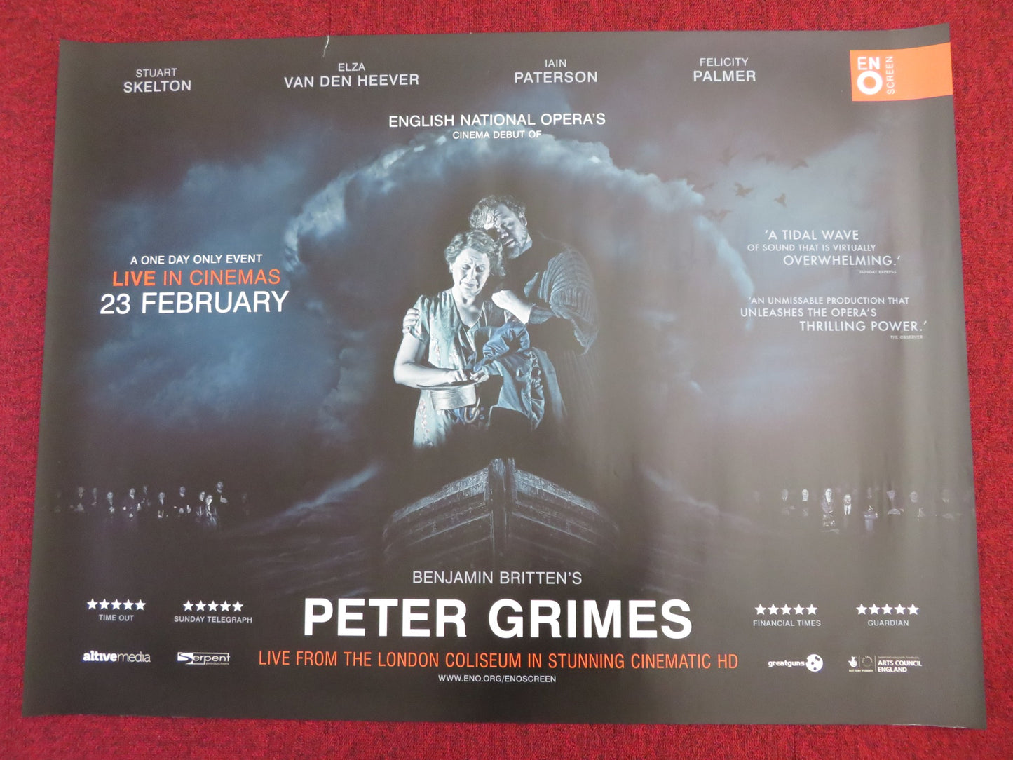 ENO BENJAMIN BRITTEN'S PETER GRIMES UK QUAD (30"x 40") ROLLED POSTER 23.2.2014 - Rendezvous Cinema