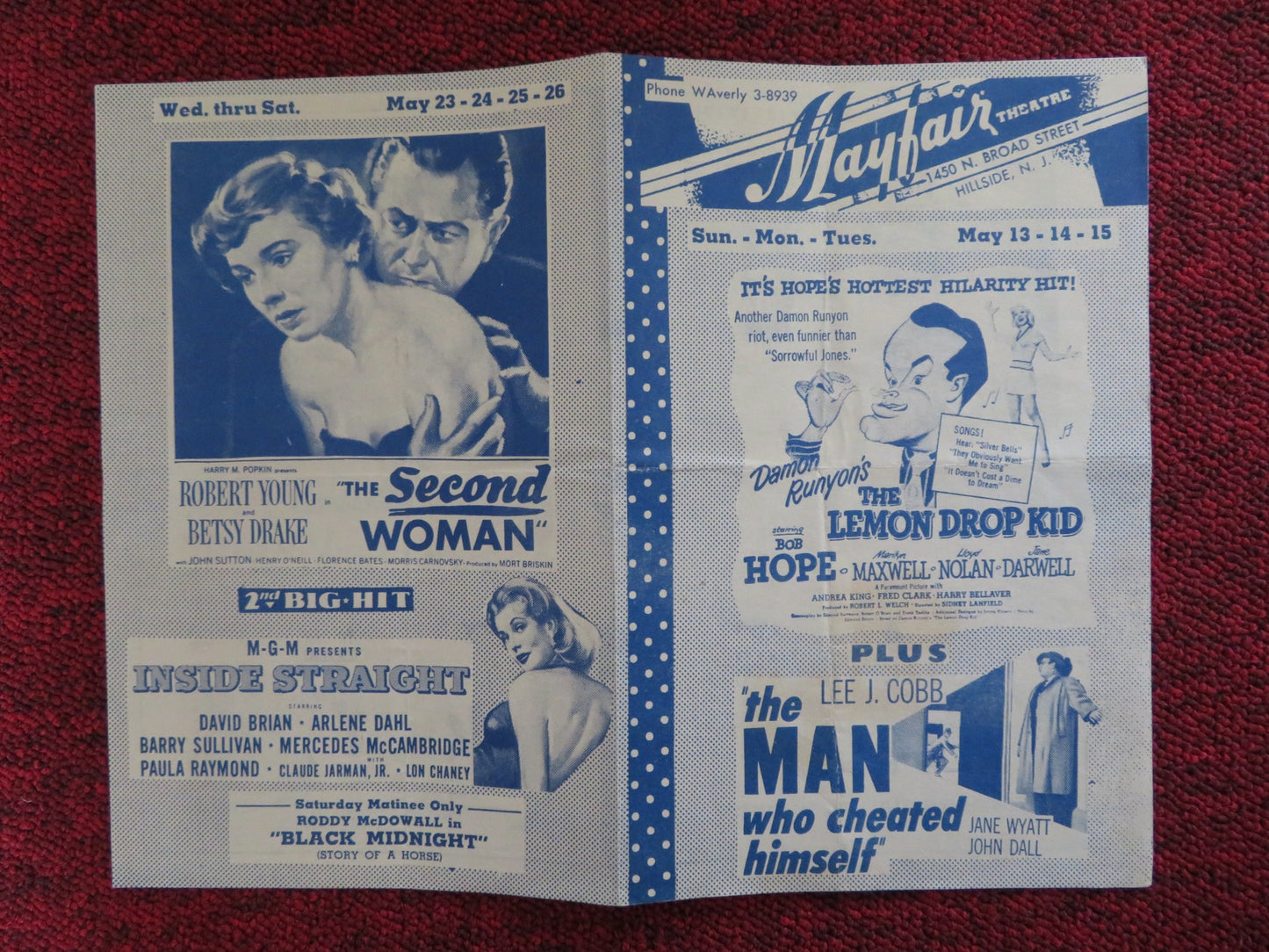 MAYFAIR THEATRE MOVIE PROGRAM-B BOB HOPE BETTE DAVIS GREGORY PECK - Rendezvous Cinema