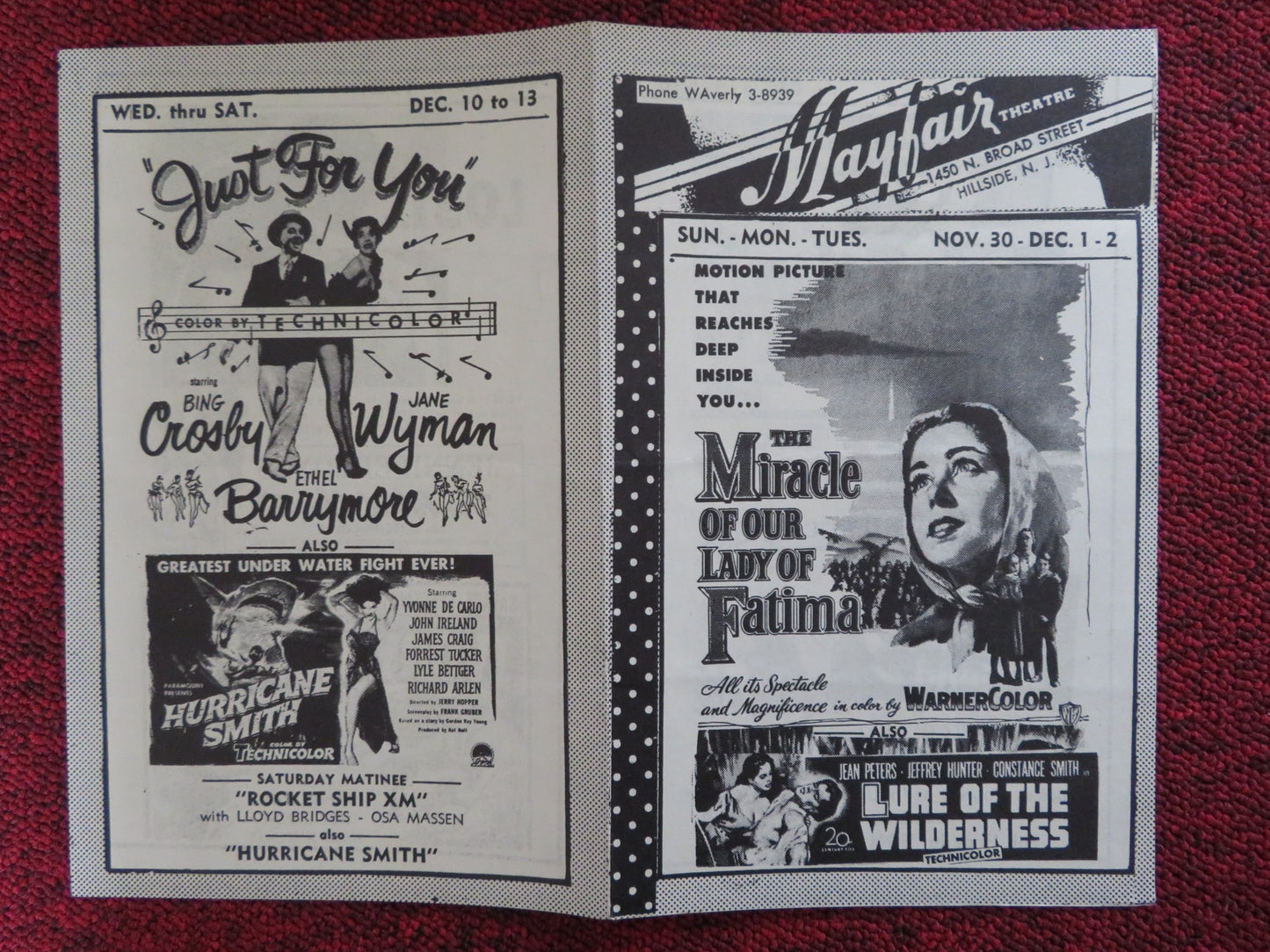 MAYFAIR THEATRE MOVIE PROGRAM-C BOB HOPE BING CROSBY - Rendezvous Cinema
