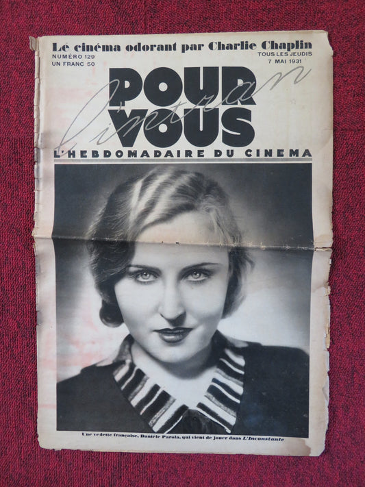 POUR VOUS CINEMA NO. 129 - FRENCH CINEMA + FILM WEEKLY NEWSPAPER D.  PAROLA 1931