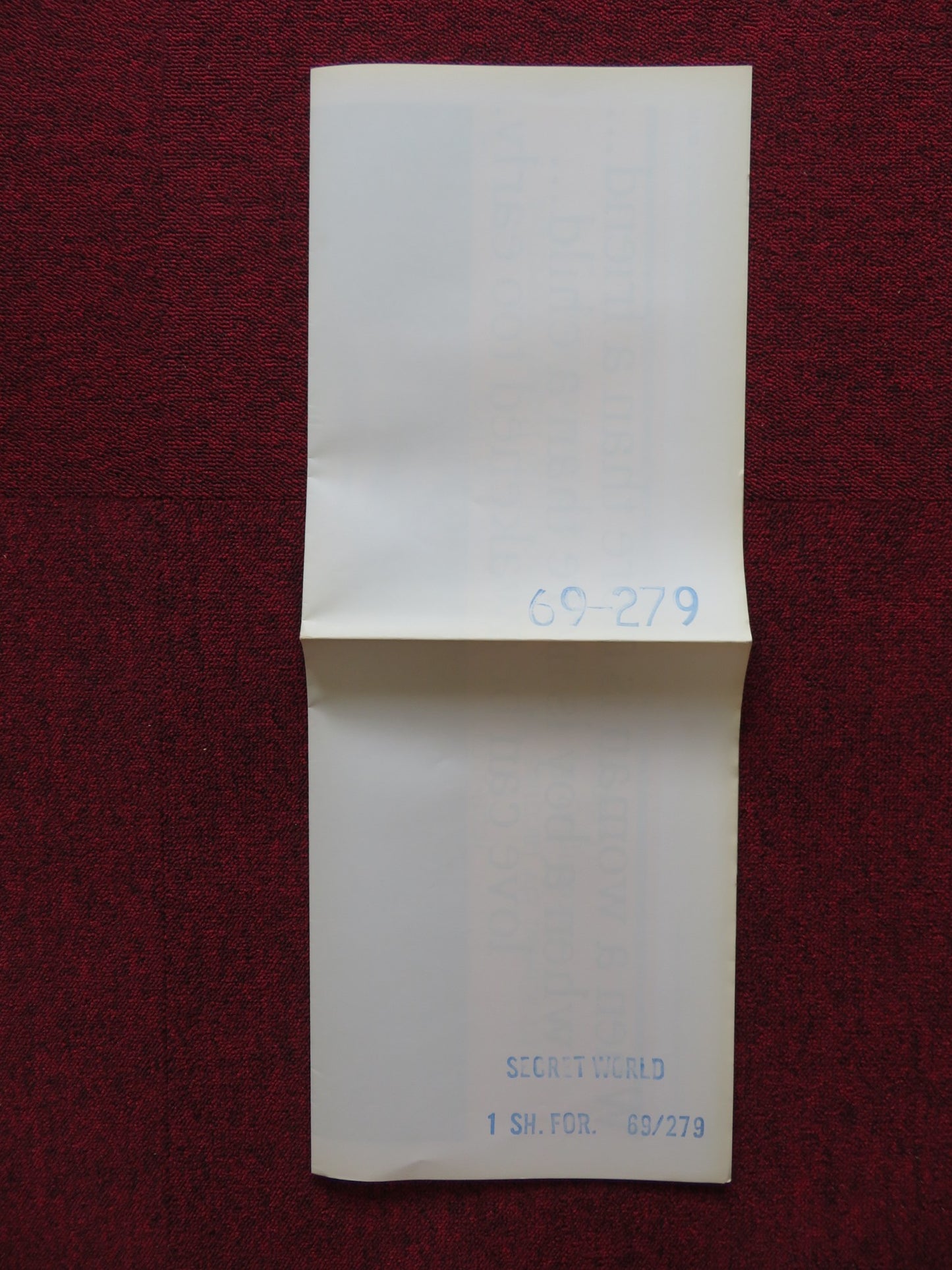 SECRET WORLD FOLDED US ONE SHEET POSTER JACQUELINE BISSET J-F. MAURIN 1969 - Rendezvous Cinema