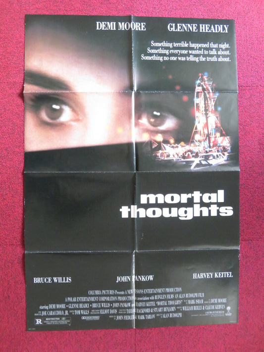 MORTAL THOUGHTS FOLDED US ONE SHEET POSTER BRUCE WILLIS DEMI MOORE 1991